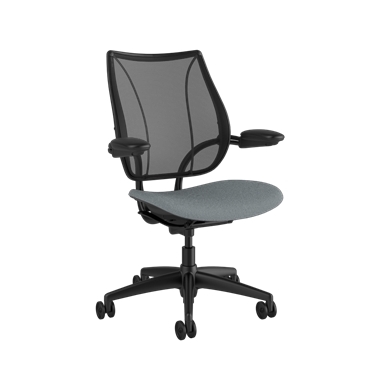 Chaise de travail Liberty, dossier Monofilament Stripe Black, siège Corde 4 Medium Grey